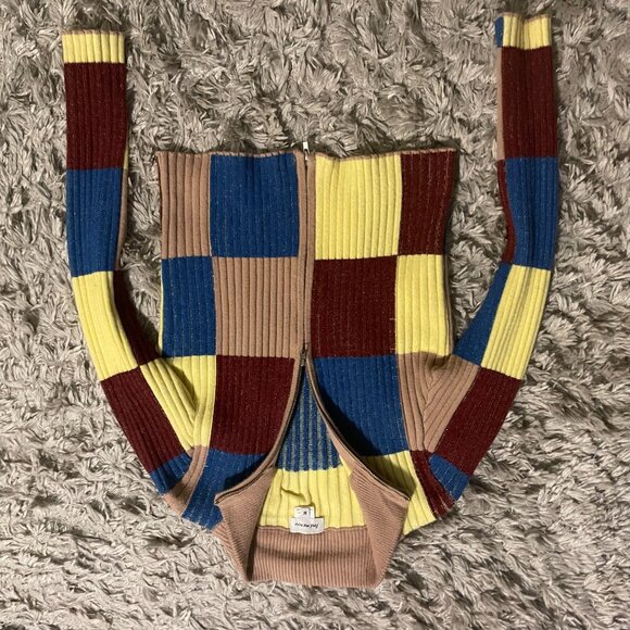 Find Me Now - Sahn Zip Up Checkerboard Cardigan - Moonstone - Picture 6 of 9